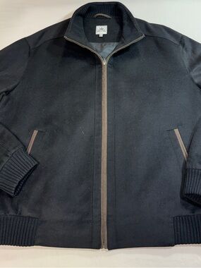 Peter Millar Westport Jacket Mens XL Black Crown Cashmere Wool Lined Full Zip